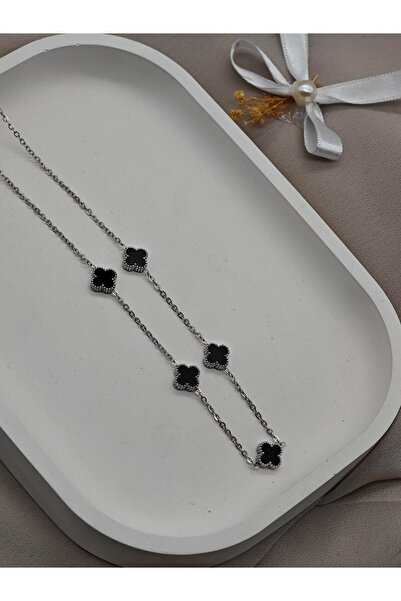 STAİNLES Mini Size Cleef,Silver Chain Stainless Steel Necklace