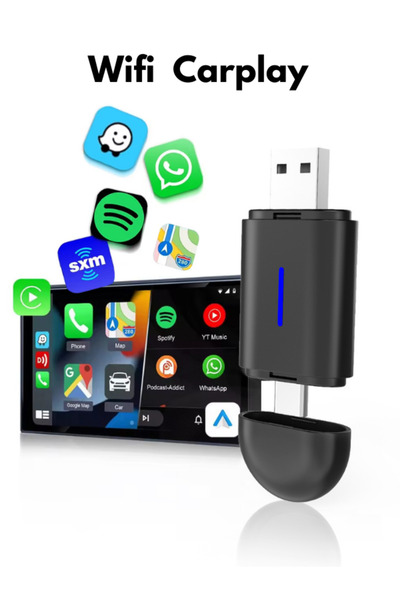 SeninOto Mini Carplay 2in1 Araç Kiti Wireless/kablosuz Carplay Ve Android Auto Adaptörü Type-c ,usb