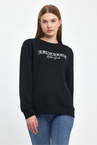 Superlife Γυναικείο φούτερ με λαιμόκοψη με άνετη εφαρμογή 3 κλωστών, χοντρό καλιφόρνιαν εμπριμέ φούτερ SPR24SWK32