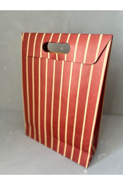 Meyofficial Burgundy Striped Gift Envelope Bag, Gift Package (35*25*9cm) 2 Pieces