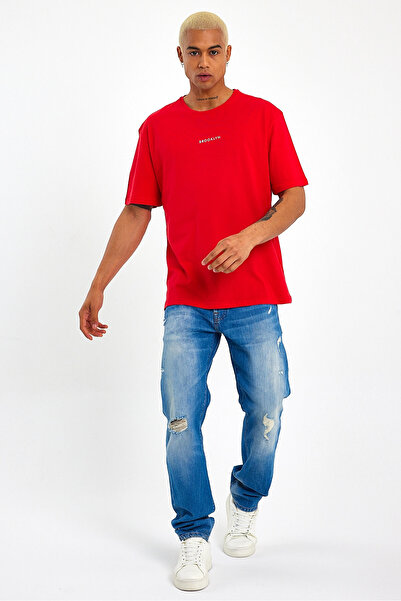 Superlife Men's Crew Neck Oversize Fit Brooklyn Printed T-Shirt Spr21y27