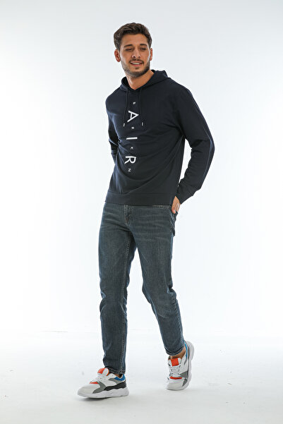 Superlife Ανδρικό φούτερ με κουκούλα Regular Fit Air με στάμπα λεπτό Spr22sw162