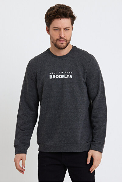 Superlife Superlife Men's Crew Neck Regular Fit Brooklyn Printed Thin Sweatshirt Spr23Sw330