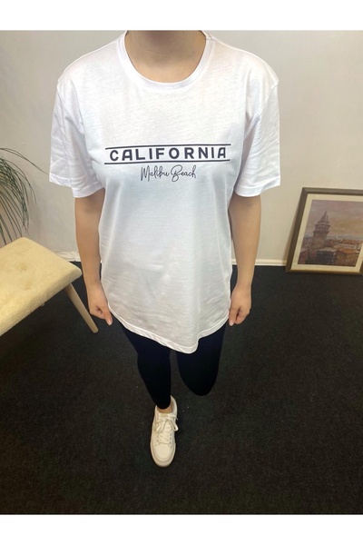 Superlife Γυναικείο μπλουζάκι με λαιμόκοψη Oversize Fit California με στάμπα SPR24tsk304