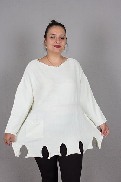 Truva XXL Plus Size Skirt Ripped Knitwear Sweater
