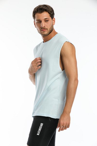 Superlife Tricou pentru bărbați, cu decolteu circular, supradimensionat, Spr21y03