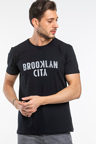 Superlife Ανδρικό T-shirt με λαιμόκοψη Brooklyn City με στάμπα Spr 253