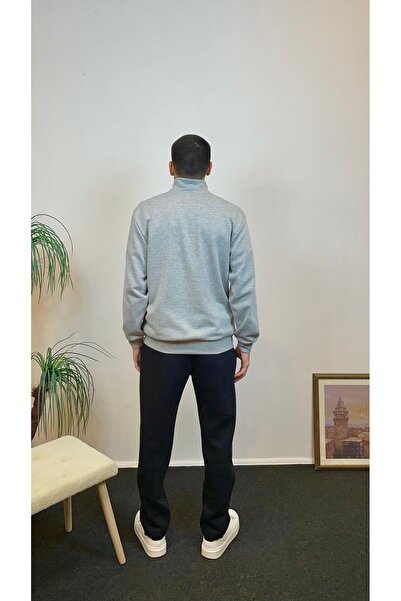 Superlife Ανδρικό φούτερ με μισό φερμουάρ με 3 κλωστές και τσέπη καγκουρό spr24sw22