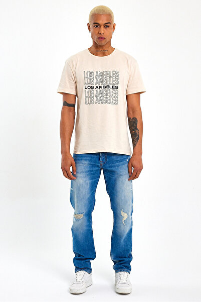 Superlife Ανδρικό μπλουζάκι με λαιμόκοψη Superlife με στάμπα SPR23ts305