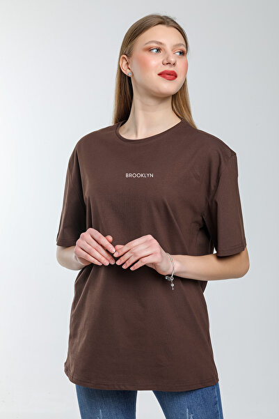 Superlife Γυναικείο μπλουζάκι με λαιμόκοψη Superlife Standard & Regular Fit Brookyln με στάμπα SPR21YK27