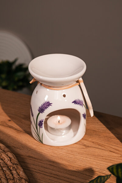 Love Bundles Lavanta Desenli Seramik El Yapımı Buhurdanlık | Mumluk | Dekorat...