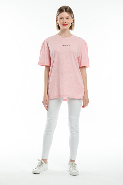 Superlife Women's Crew Neck Oversize Fit Brookyln Printed T-Shirt Spr21yk27