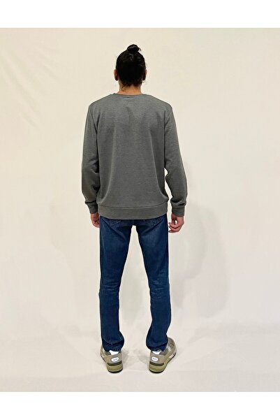 Superlife Ανδρικό φούτερ με λαιμόκοψη με άνετη εφαρμογή 3 κλωστών με κέντημα AR SPR24SW33