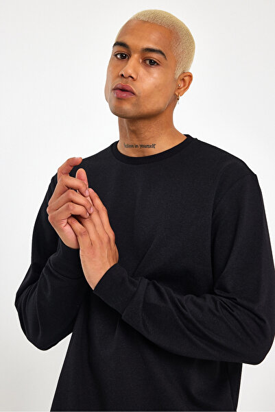 Superlife Ανδρικό φούτερ Superlife με λαιμόκοψη κανονική εφαρμογή, λεπτό φούτερ Spr 20k30