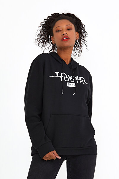 Superlife Γυναικείο λεπτό φούτερ με κουκούλα κανονική εφαρμογή Tokyo με στάμπα Spr22swk164