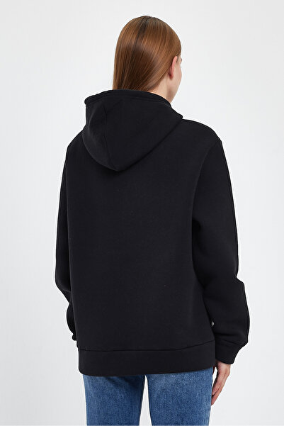 Superlife Γυναικείο φούτερ με κουκούλα, άνετο και με εσωτερική επένδυση από φλις, 3 κλωστές, με στάμπα, spr24swk14