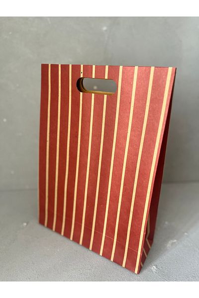 Meyofficial Burgundy Striped Gift Envelope Bag, Gift Package (35*25*9cm) 2 Pieces