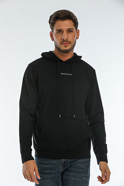 Superlife Ανδρικό λεπτό φούτερ με κουκούλα, κανονική εφαρμογή Brooklyn printed, Spr22sw161