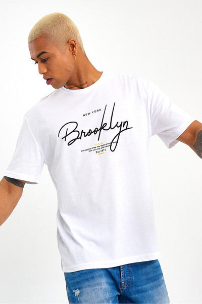 Superlife Ανδρικό T-Shirt με λαιμόκοψη με υπερμεγέθη Fit Spr22ts110