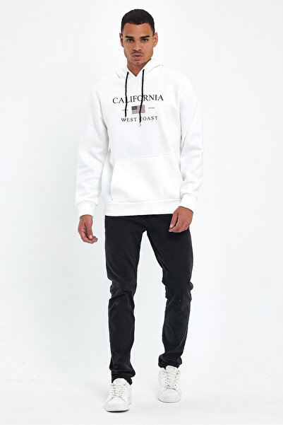 Superlife Süperlife Men's Comfortable Fit Fleece Lined 3-Thread American Printed Sweatshirt Spr24Sw01