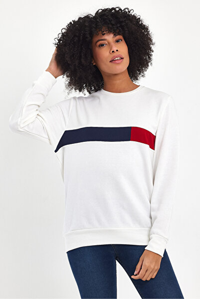 Superlife Γυναικείο φούτερ με λαιμόκοψη με άνετη εφαρμογή 3 κλωστών με χοντρή γαρνιτούρα SPR24SWK35