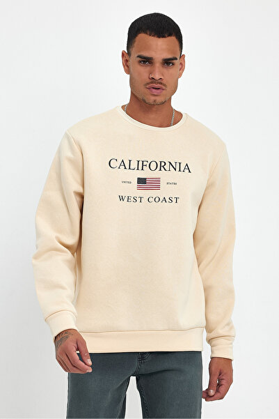 Superlife Süperlife Men's Crew Neck Comfortable Fit Fleece Inside 3 Thread American Printed Sweatshirt Spr24Sw26