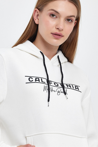 Superlife Women's Hooded Comfortable In-mold Fleece 3 thread California Printed SweatShirt spr24swk11