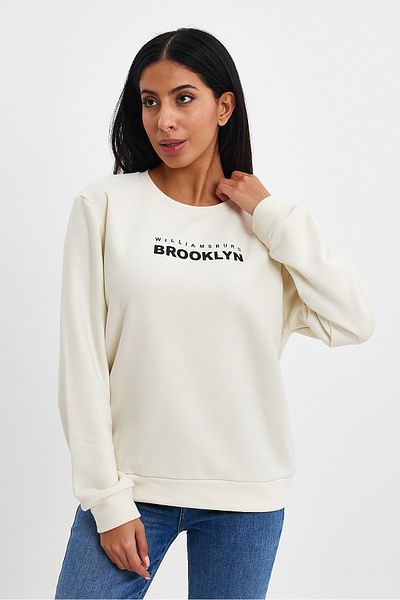 Superlife Süperlife Women's Crew Neck Inheritance 3 Thread 29 Use Brooklyn Printed Sweatshirt