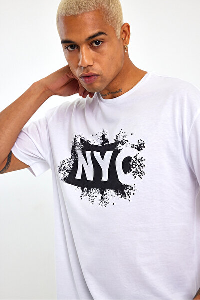 Superlife Men's Crew Neck Regular Fit Nyc Printed T-Shirt Spr22ts114