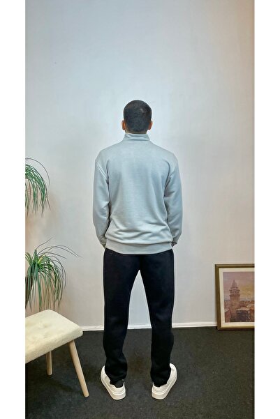 Superlife Ανδρικό φούτερ με μισό φερμουάρ με 3 κλωστές και τσέπη καγκουρό spr24sw22