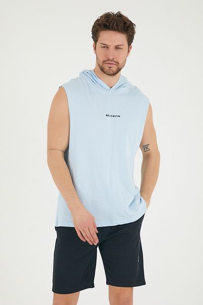 Superlife Tricou cu glugă pentru bărbați, cu formă normală, cu imprimeu Brooklyn Spr22ts121
