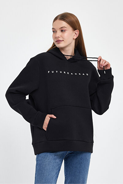 Superlife Γυναικείο φούτερ με κουκούλα, άνετο και με εσωτερική επένδυση από φλις, 3 κλωστές, με στάμπα, spr24swk14