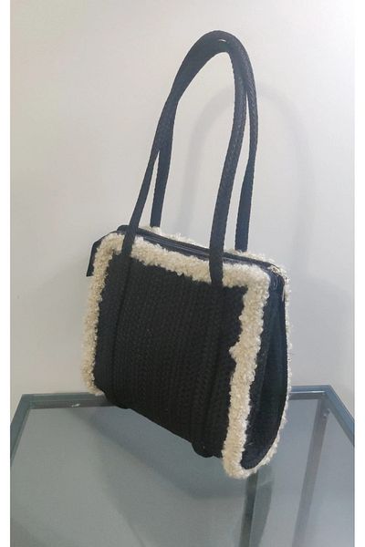 TUES TİCARET05 Handmade Straw Bag with Feather Detail for Daily Use