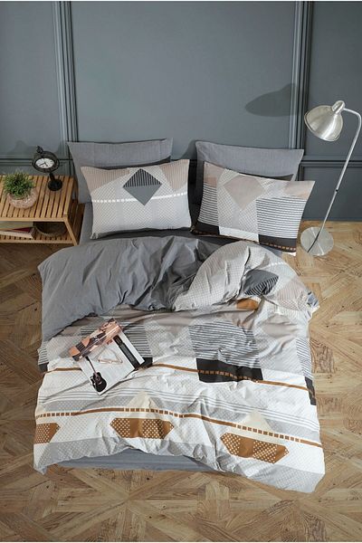 Lorien Cube, Patterned Single, Elastic Sheet, Double Sided Duvet Cover Set