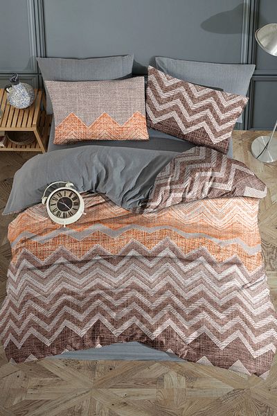 Lorien Vibe Patterned Single Duvet Cover Set with Elastic Sheets and Double Sided Use