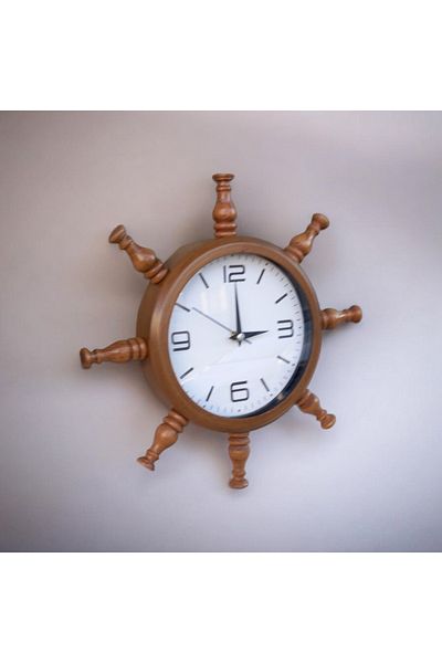 Bahat Antique Wooden White Inside Sailor Sailor Rudder Wall Clock Diameter 33 cm