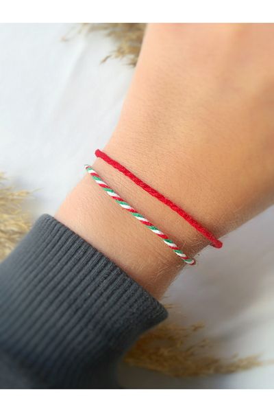 Atölye Merdiven Set of 2 New Year's Red Luck / Wish Bracelets Cotton String (No Allergy)
