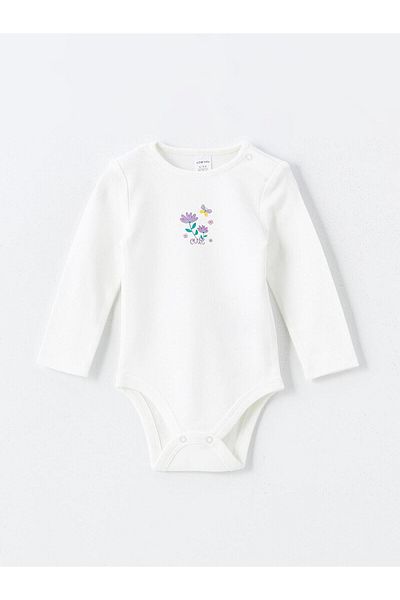 LC Waikiki Lcw Baby Printed Crew Neck Baby Girl Snap Body 2Pcs