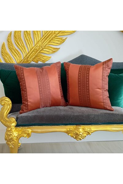 TheBohoHomeDecor Premium Klasik - Altın Tarçın Dekoratif 4`lü Kırlent Seti