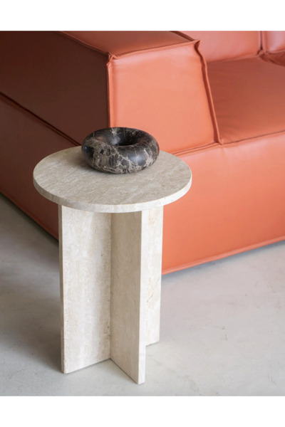 MKM Traverten Doki Mermer Yan Sehpa , Orta Sehpa , Zigon Sehpa