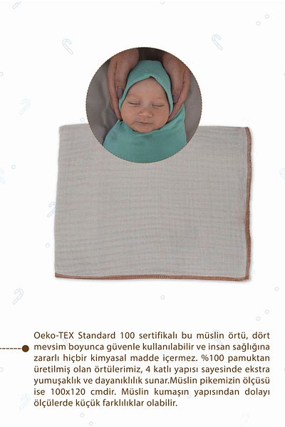 mordesign 4 Layer 100% Cotton Muslin Baby Blanket - 100X120 cm Muslin Blanket, Newborn Swaddle, Soft Series