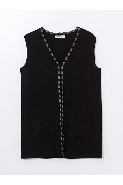 LC Waikiki Lcw Grace V-Neck Patterned Women's Knitwear Vest