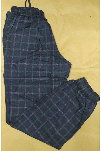 Erse Popelin Flanel Woven - Pantaloni cu picior elastic cu un singur fund Pijama 0808