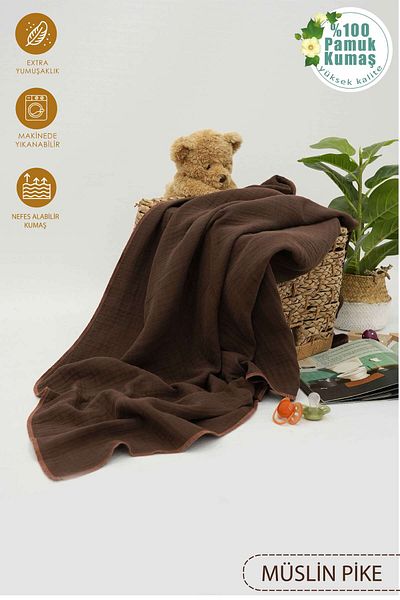 mordesign 4 Layer 100% Cotton Muslin Baby Blanket - 100X120 cm Muslin Blanket, Newborn Swaddle, Soft Series