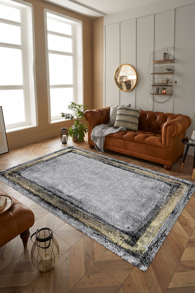 Viyana Home Dijital Kaymaz Taban Yıkanabilir Çerçeveli Klasik Modern Yolluk M...
