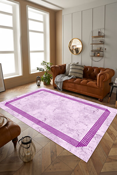 Viyana Home Dijital Kaymaz Taban Yıkanabilir Çerçeveli ÇizgiliDesen Yolluk Mu...