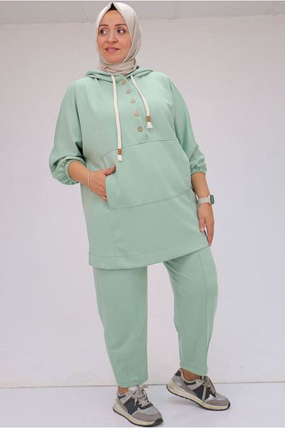 Moda Rosa Large Size Hooded Sleeves, Elastic Pants Osyho Suit 25K47081
