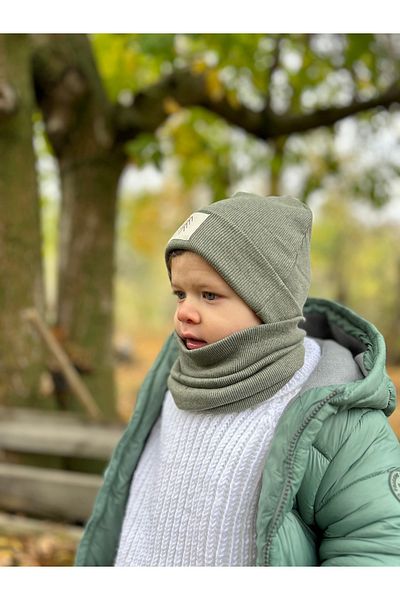 anna sofie New Series Light Khaki - 100% Cotton Ribbed Beanie Neck Collar Set (1-5 Years) Launch Price