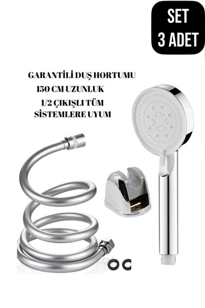 (Shower Set of 3) 5 Function Shower Head Water Saving Turbo Hand Shower + PVC Shower Hose + Hinge