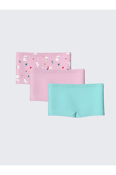 LC Waikiki Lcw Kids Pink Printed Girl Boxer 3 τεμαχίων